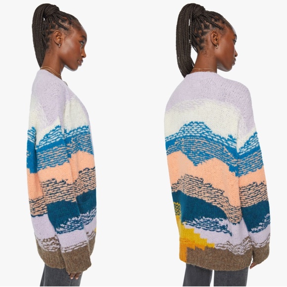 MOTHER The Long Drop Stripe Alpaca Blend Cardigan Mountain High XL NWT - Picture 4 of 14